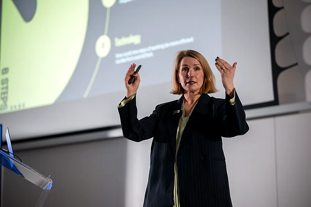 A speaker in action at the Executive Summit